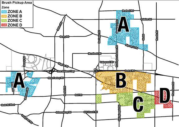 Map of Brush Pickup Zones